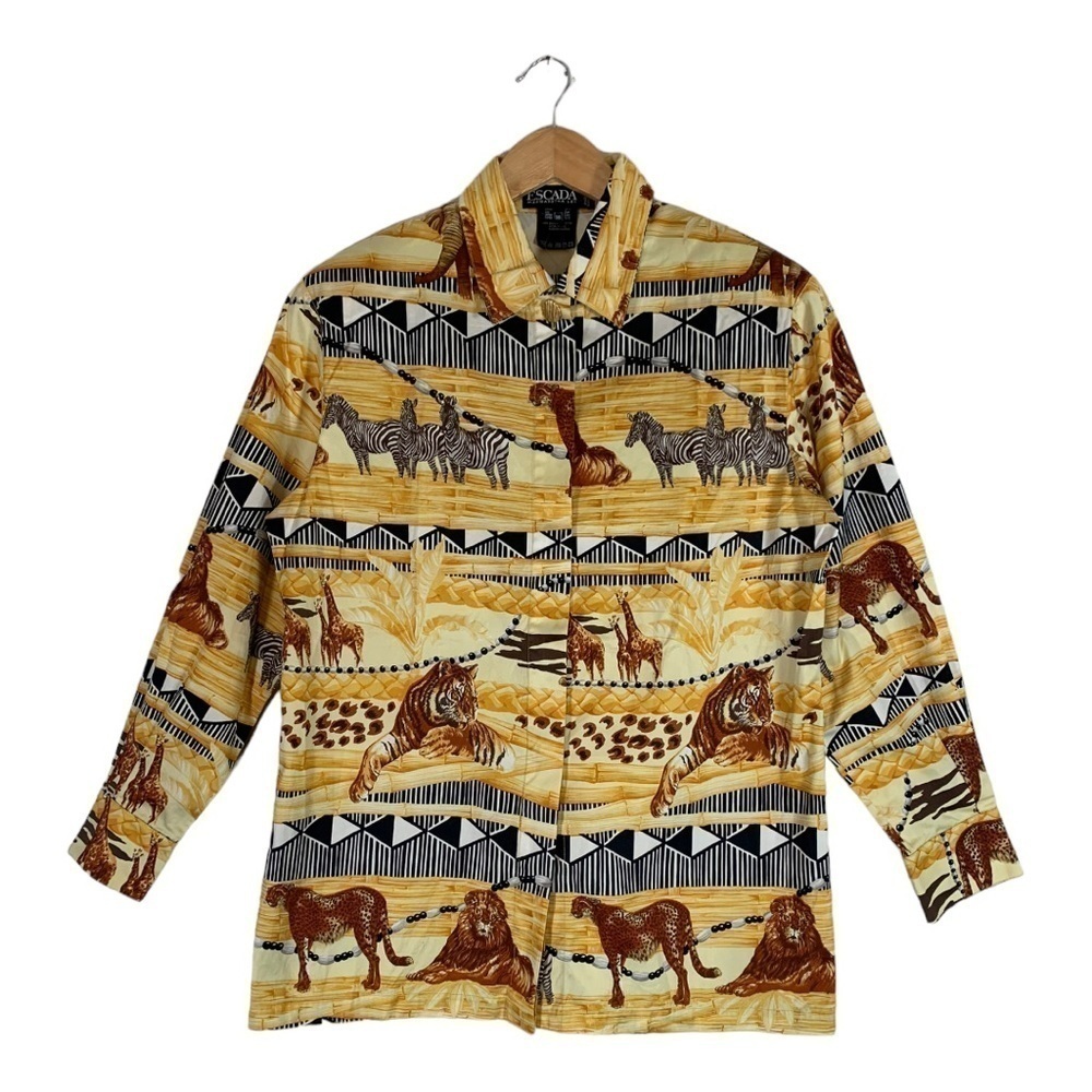 Vintage Escada Safari Button Down Shirt Size 36